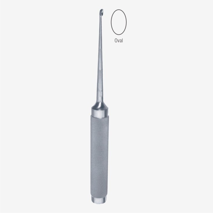Spinal Curette, 10", Straight, Oval Cup, Size: 0