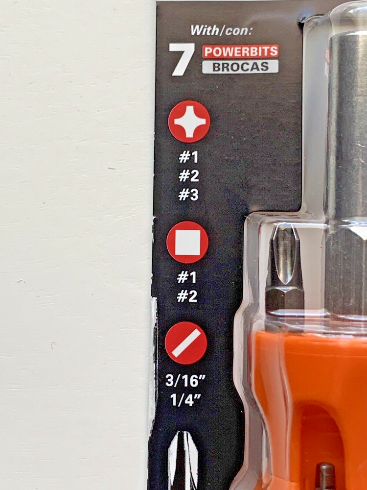 PICQUIC DASH 7 Screwdriver - Multi Bit with 7 Hex Powerbits - Orange