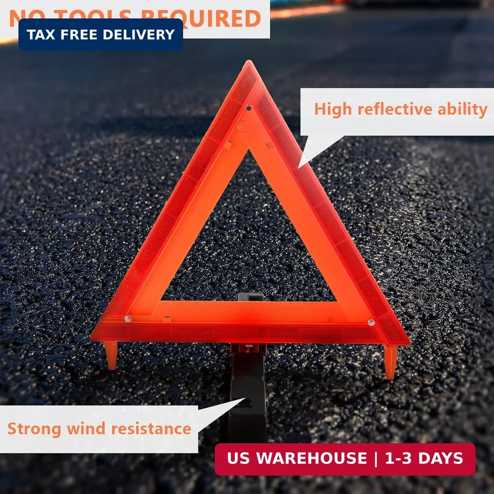WORKKOOL Safety Triangles DOT Approved, Standard Warning Triangles Enmergency Re