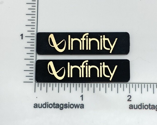 Infinity Reference Speaker Badge Logo Custom Made 3D Incised Acrylic Pair