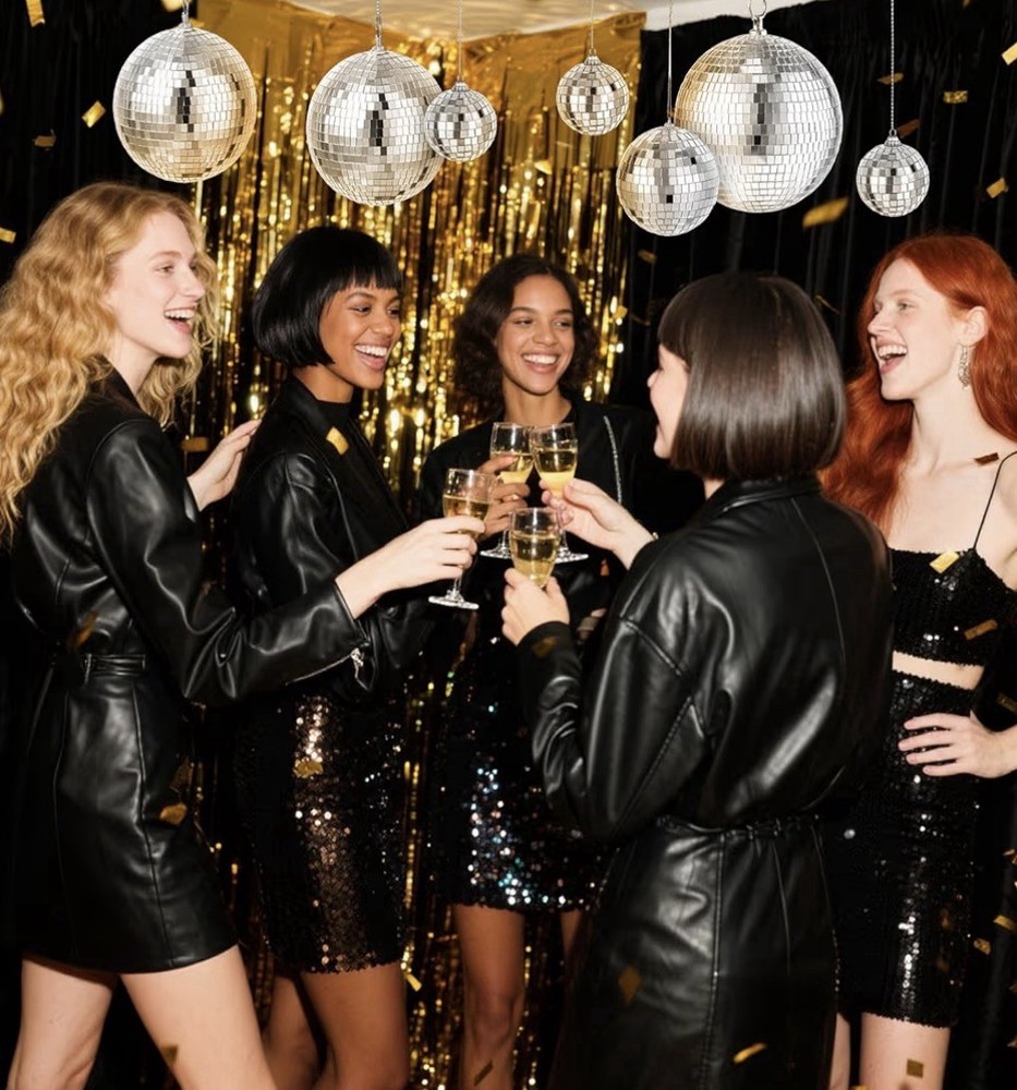 15 Pack Silver Disco Ball Mirror Ball with Hanging Ring