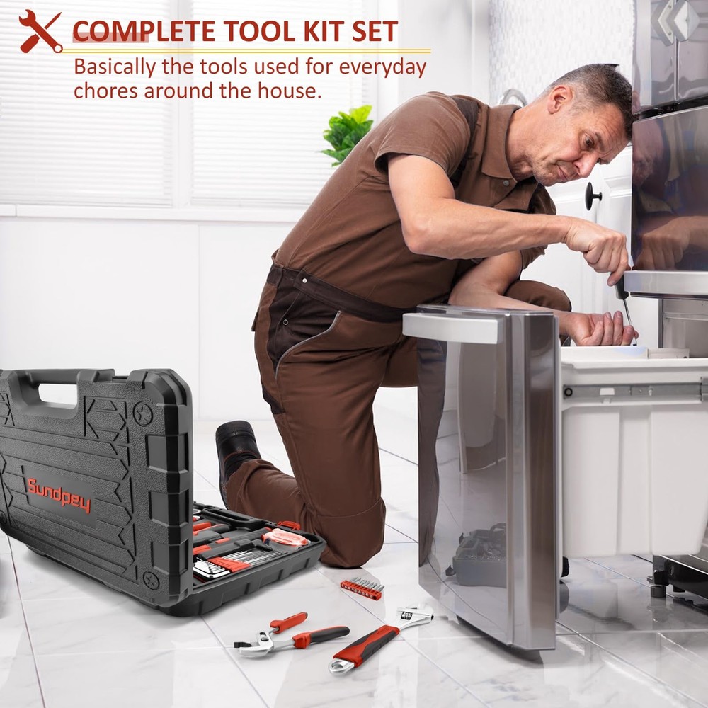 Home Tool Kit 148-Pcs - Household Basic portable Hand Repair Tool Set with Ca...