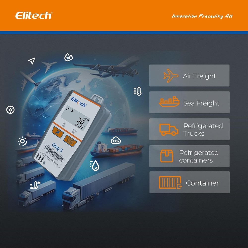 Elitech Temperature Data Logger 4G Single-Use 32000 Point PDF/CSV Report Glog 5T