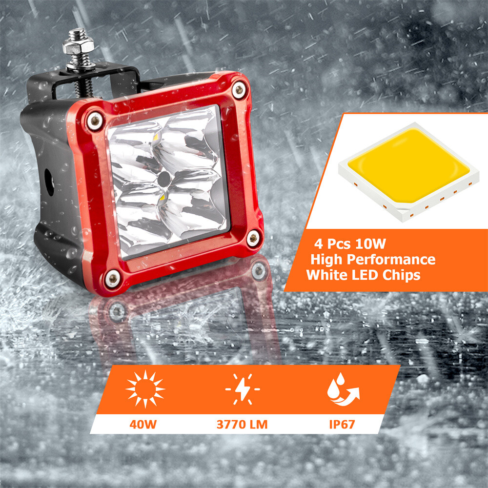 For Polaris Ranger/ RZR 800/ 900/ 1000/ Turbo 3'' LED Cube Pod Light Driving Fog