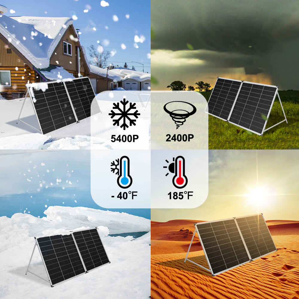 Dokio 200W Mono Folding Solar Panel, 12V for Boat, RV, Off-Grid and Garden Power