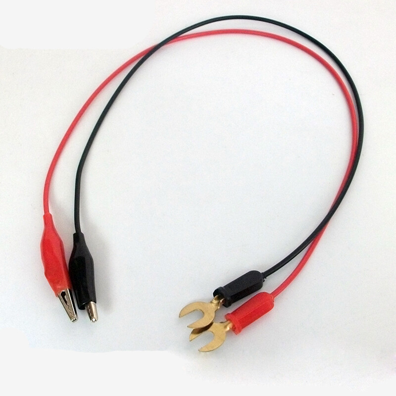 2x Test Leads Electrical Alligator Jumper Clip U-Type Fork Probe Cable Wire 40cm