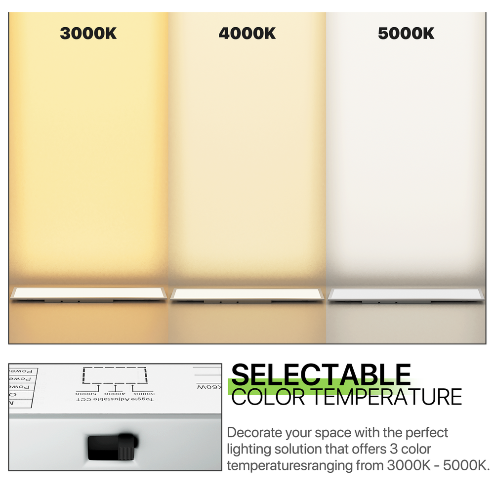 2Pcs 1x4 LED Dimmable Flat Panel Light 4000LM 5000K Drop Ceiling Troffer Fixture