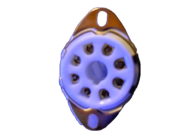 TUBE SOCKET - 8 Pin Octal  Ceramic - Chassis (Bottom) Mount - Gold - (1pc)