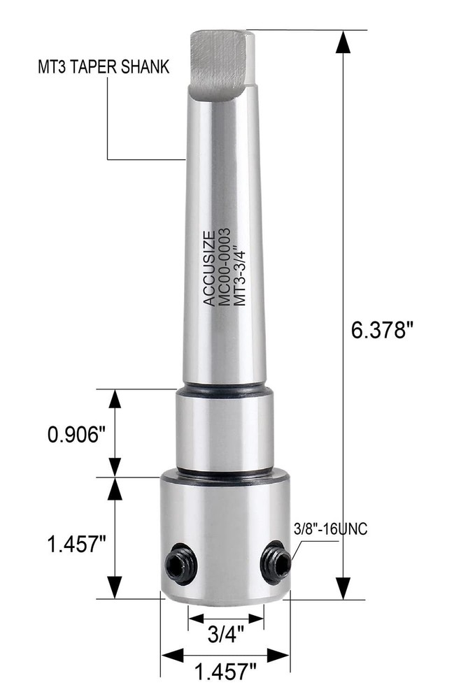 Compact and Durable MT3 to 3/4'' Shank Arbor for Effortless Drilling Tasks