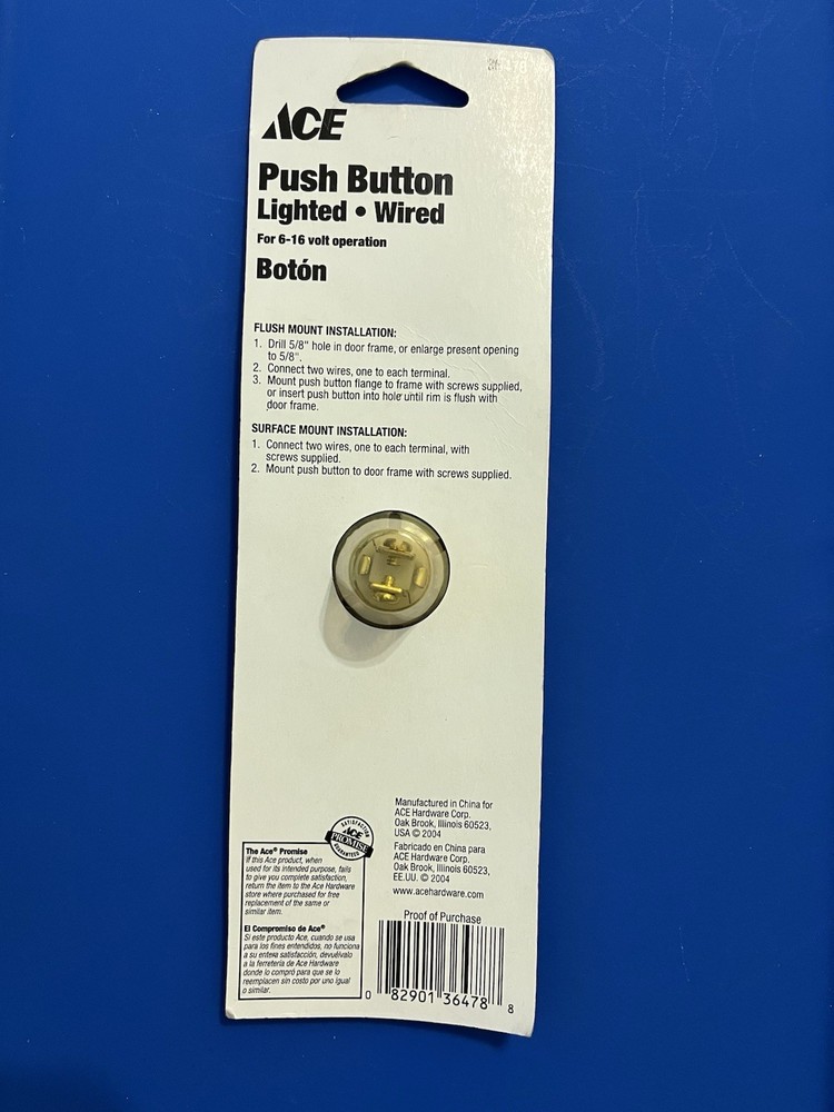 Ace Home Wired Push Button for Door Chime36476
