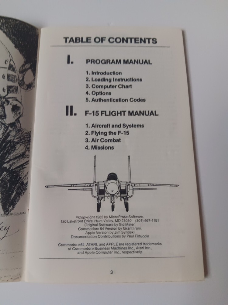 Commodore 64 F 15 Strike Eagle Flight Operations Manual Only Jan 1985 Change 2