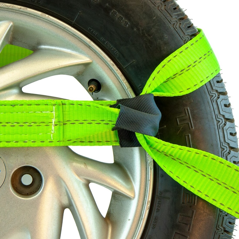 VULCAN 8-Point Car Tie Down Kit - Snap Hooks On Both Ends, 4 Pack - High-Viz