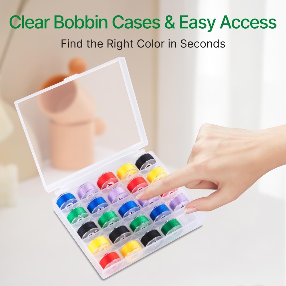 25 Slots Bobbin Organizer Transparent Plastic Bobbin Case Empty Spools Box Fo...