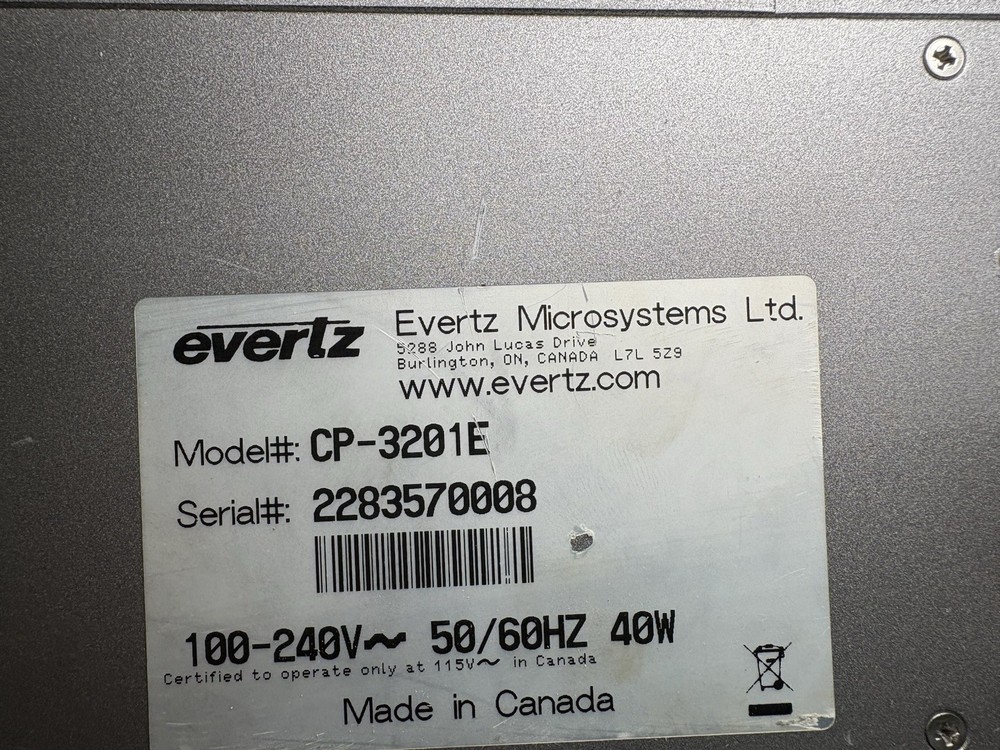 EVERTZ QUARTZ CP-3201E