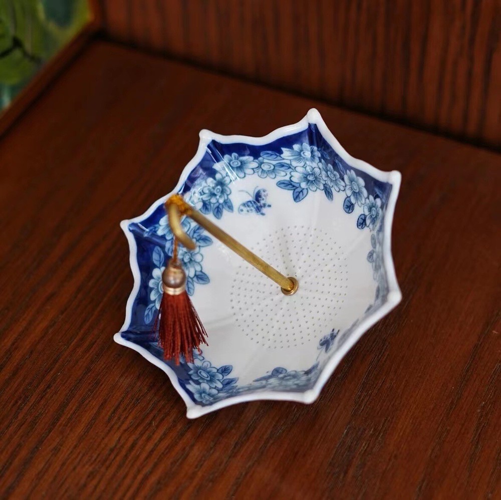 Artful Umbrella Design Filter Net Tea Strainer Ceramic Creative Tea Accessories