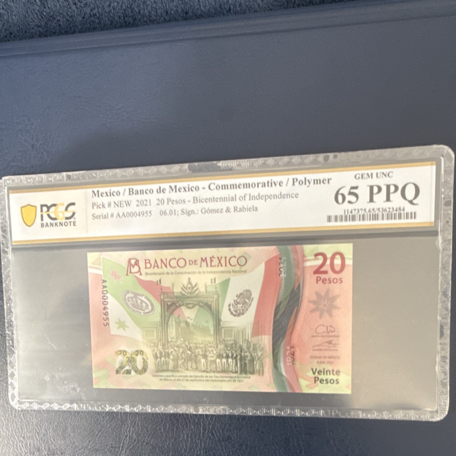 Mexico 2021 20 Pesos Commemorative Banknote Bicentennial PCGS 65 PPQ