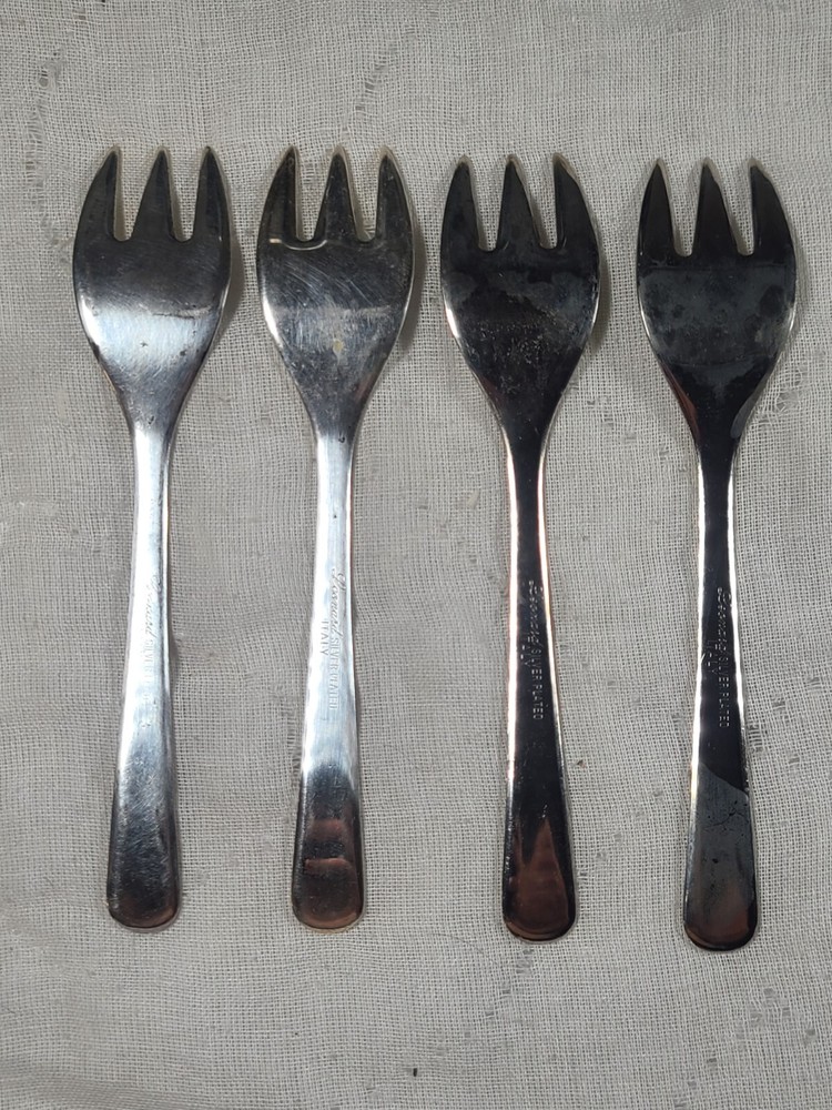 4 Leonard Silverplated Pickle/Olive Forks