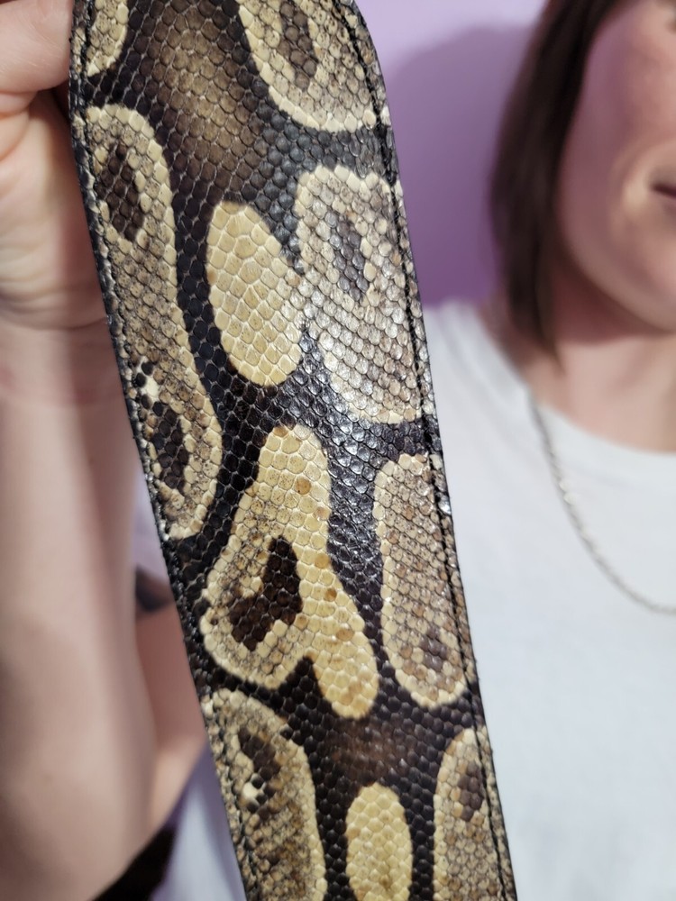 Padded RIFLE Firearm SLING with Authentic BALL PYTHON Snake skin brown leather