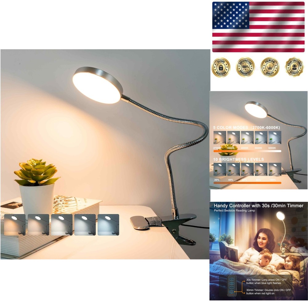 Versatile 66 LED Gooseneck Reading Light with Timer - Perfect for Bed & Desk