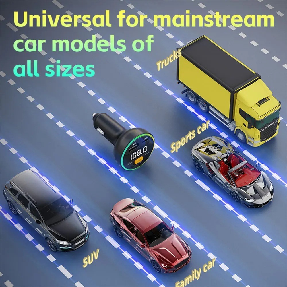 FM Bluetooth 5.3 Transmitter For Vehicle With USB Charging