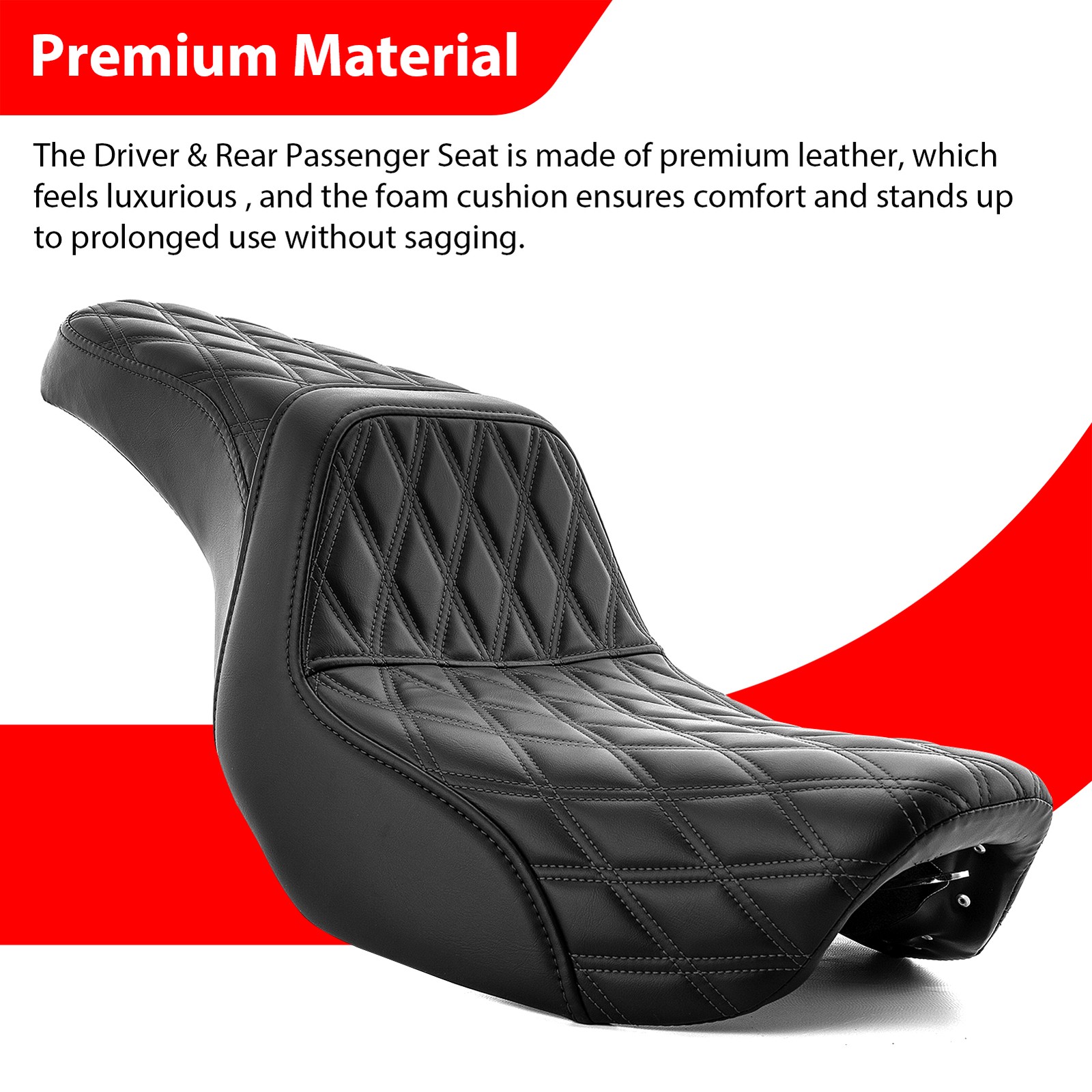 Step-Up Front LS Seat Black Double stitchin For Harley Dyna Fat Bob FXDF 2008-17