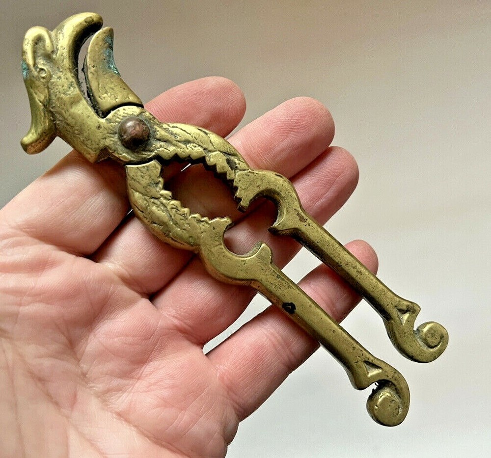 Antique Brass Nut Crackers with Eagle Head Design, 5 3/4"