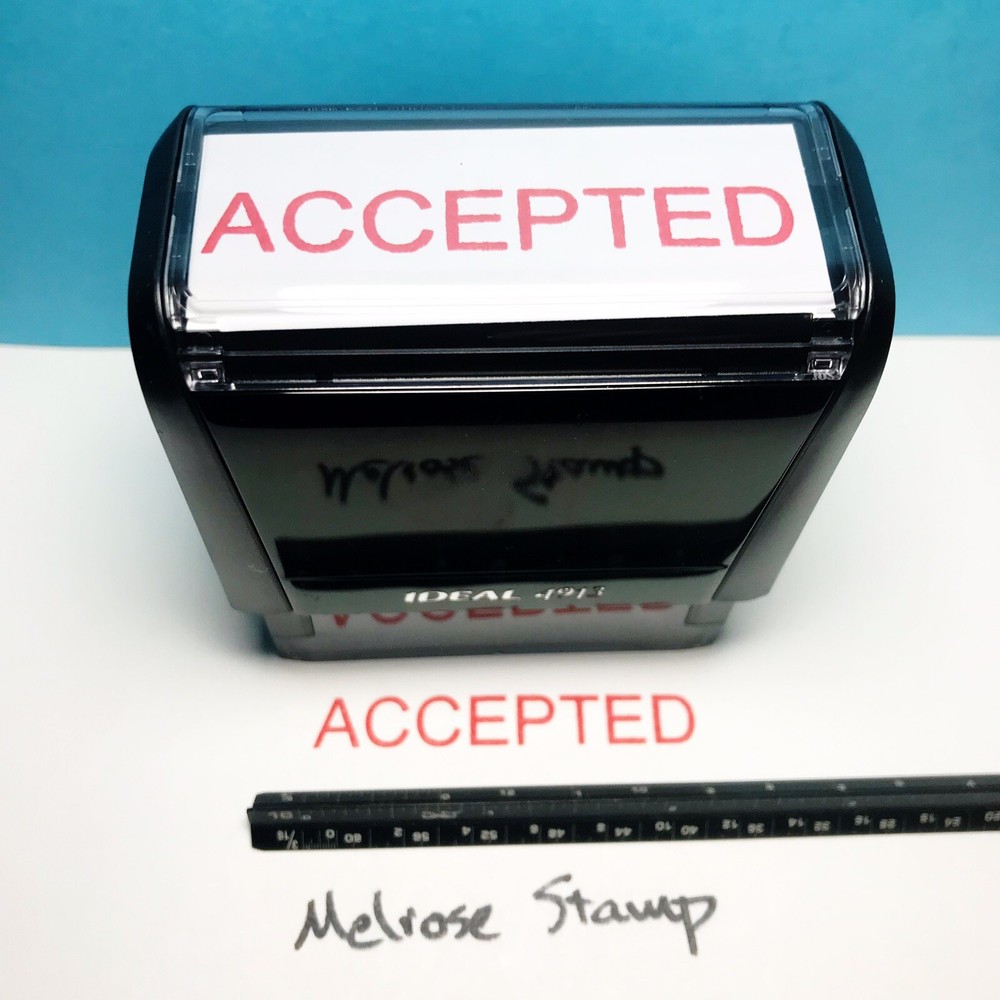 Accepted Rubber Stamp Red Ink Self Inking Ideal 4913