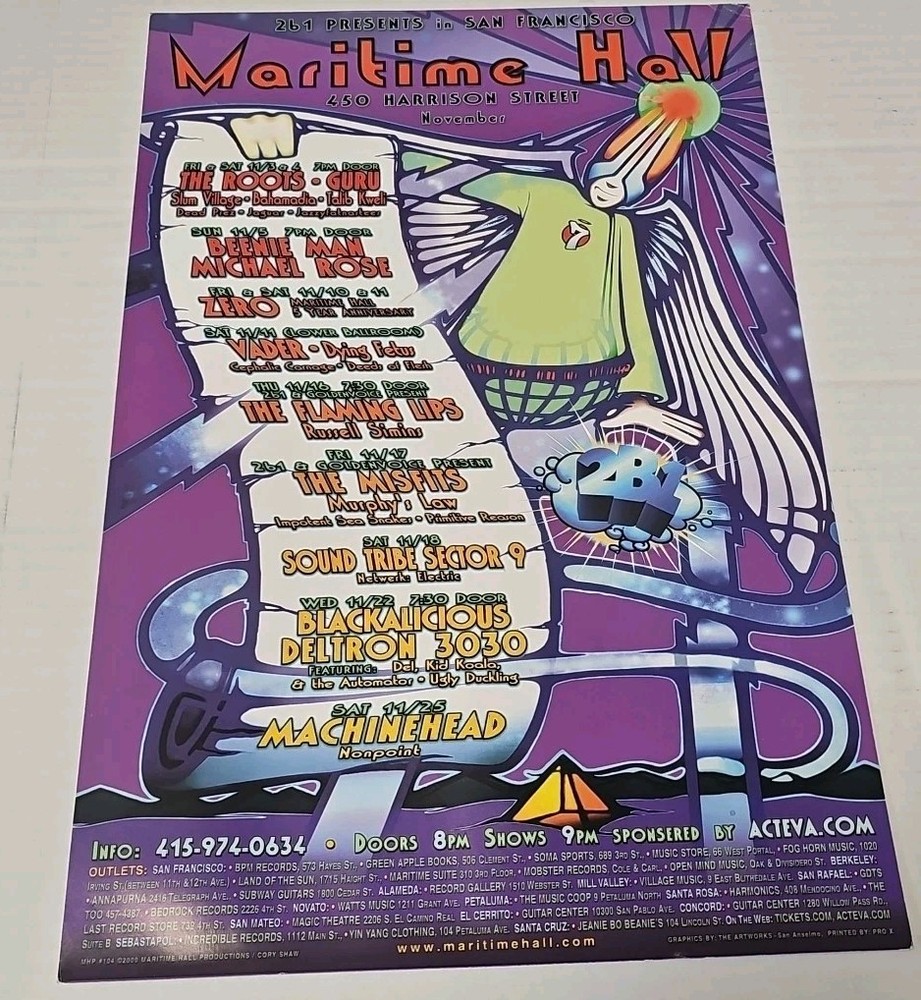 Maritime Hall Poster - 2000 - The Misfits  , Flaming Lips , Machinehead  RARE 🔥