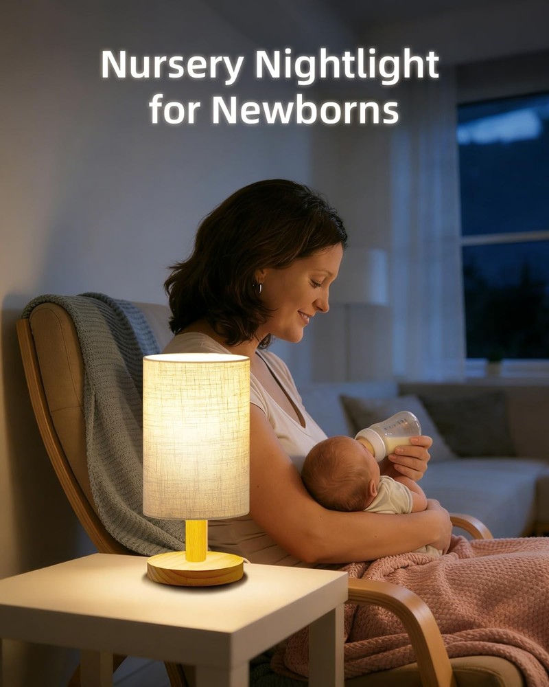 Small Table Lamp for Bedroom - Inline Control, Bedside Lamp for Warm Light LE...