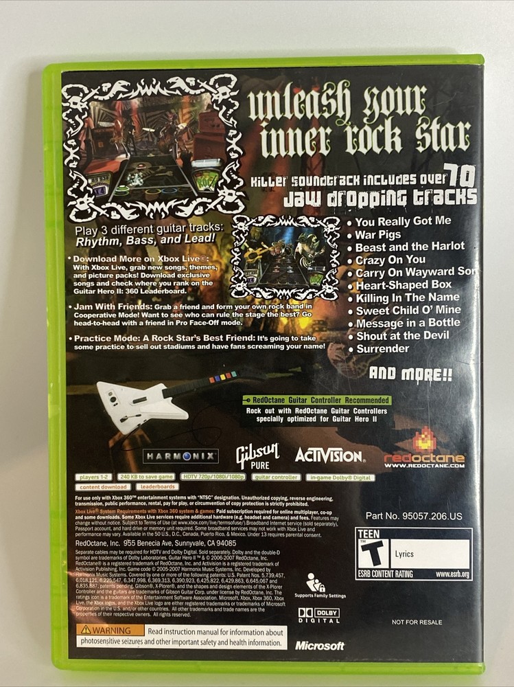 Guitar Hero II XBox 360, Case Only
