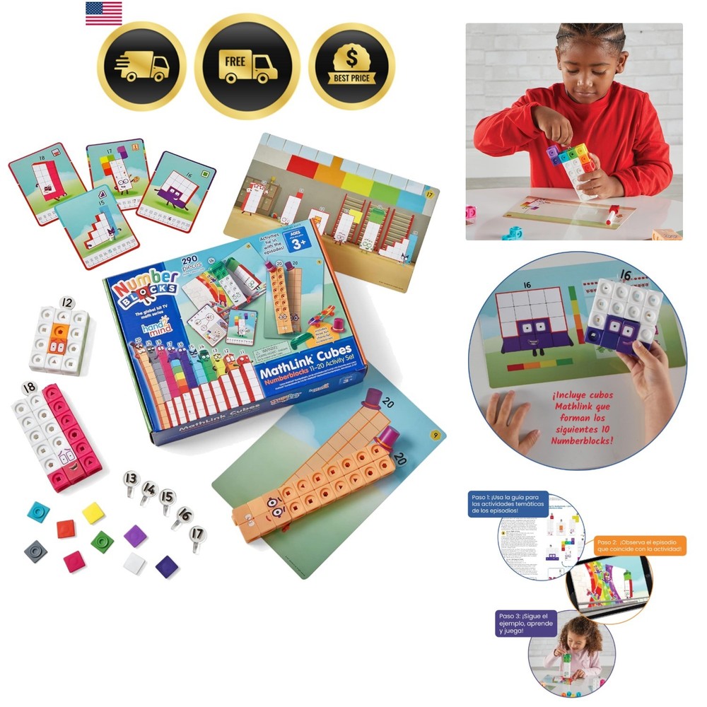 MathLink Cubes Numberblocks 11-20 Activity Set, 30 Preschool Learning Activit...