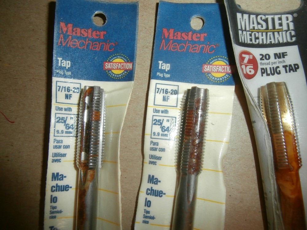 4 New Master Mechanic 7/16" 20NF Plug Bolt Taps