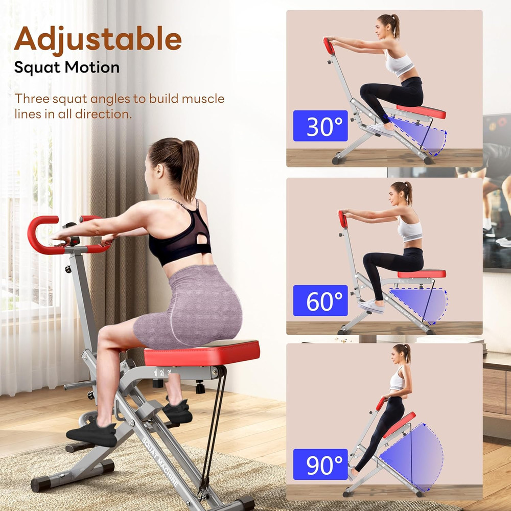 Squat Machine for Home Gym, Squat Rowing Machine with Adjustable Resistance and