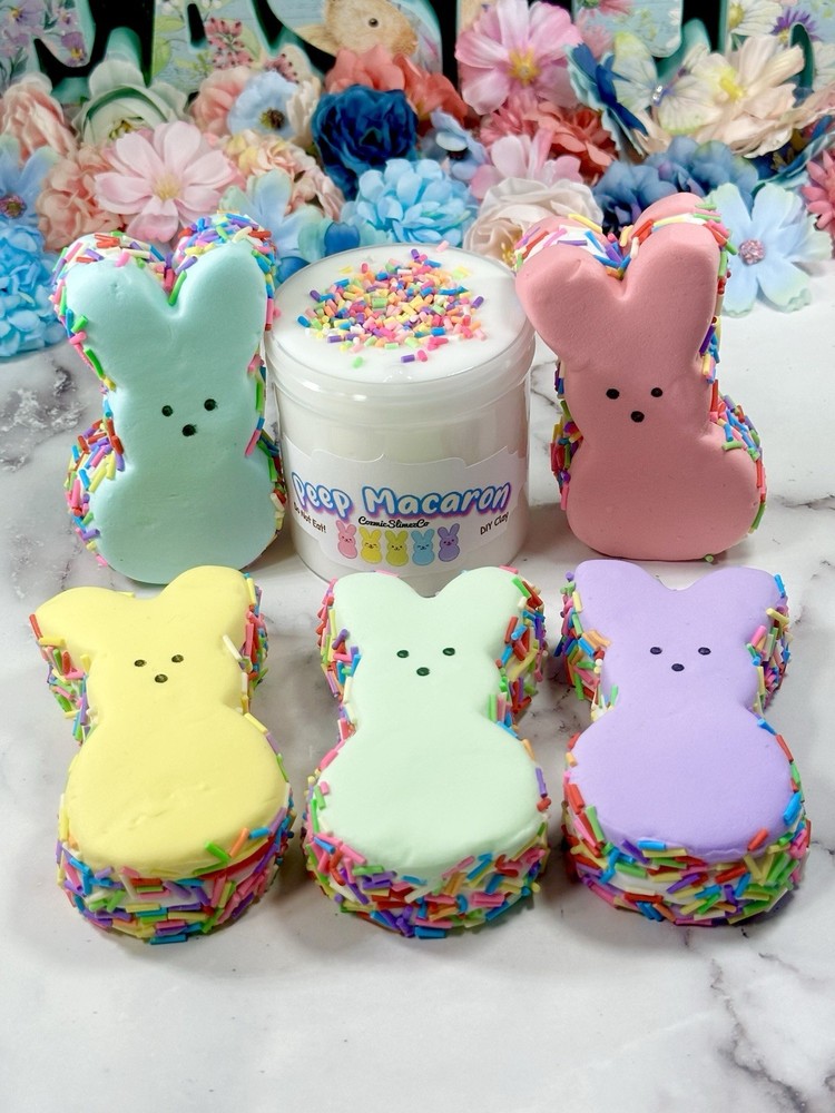 Peep Macaron Thick & Glossy Slime DIY Clay, Easter Theme, Scented,  ASMR