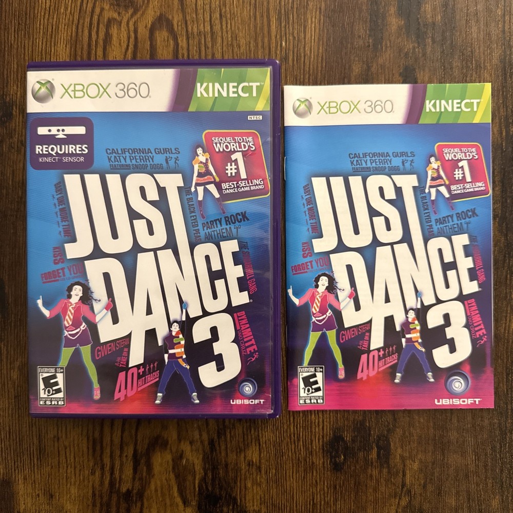 Just Dance 3 (Microsoft Xbox 360, 2011 Kinect) Case & Manual Only No Game Disc