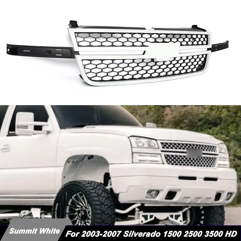 Summit White Grille Assembly For 2003-2007 Silverado 1500 2500 3500 HD LS LT WT