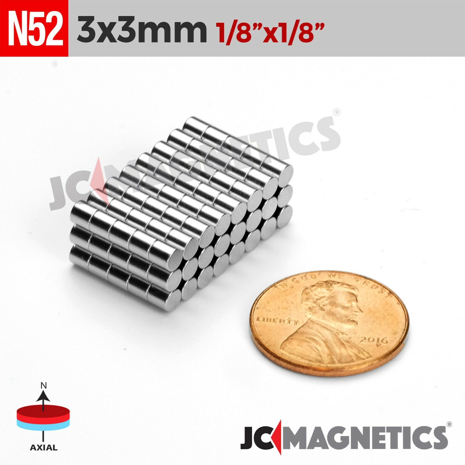 3mm x 3mm 1/8"x1/8" N52 Strong Rare Earth Neodymium Crafts Magnet Discs 3x3mm