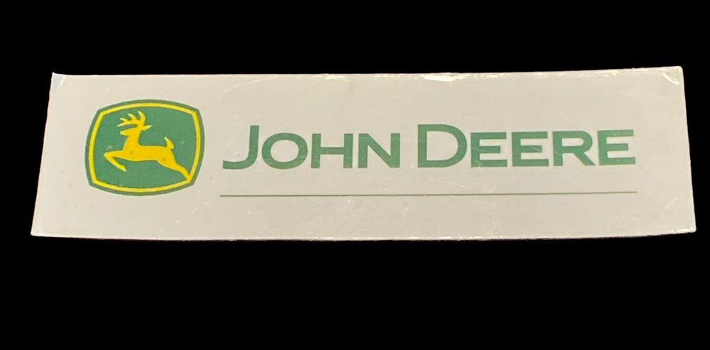 John Deere refrigerator magnet vintage white green rectangular 3.5” X 1”