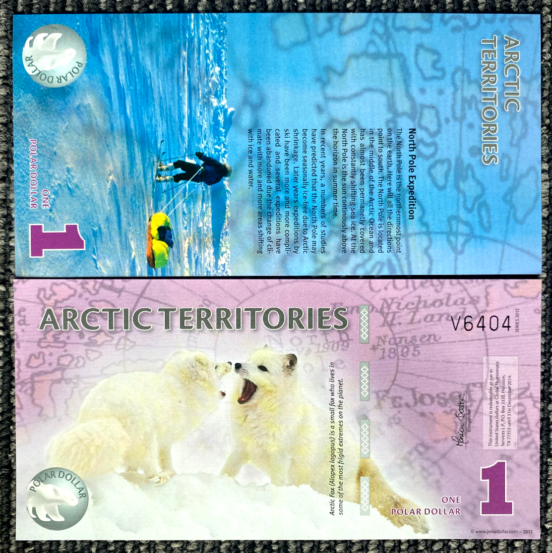 Arctic Territories 1 Dollar 2012 Polymer Artic Fox - Fantasy Bill