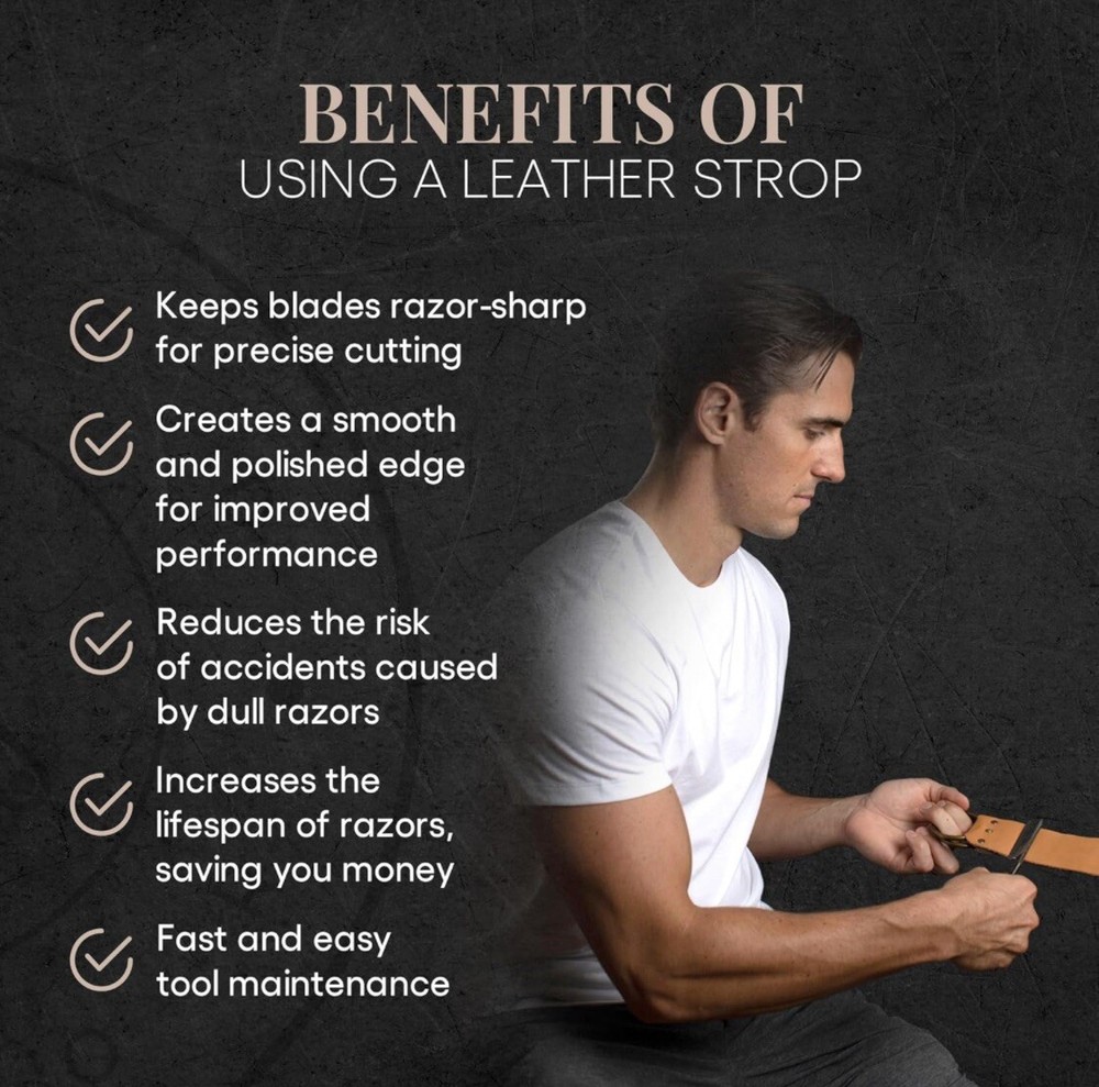 MEN'S BARBER STRAIGHT RAZOR LEATHER HONING SHARPENING STROP/STRAP & BALM PASTE