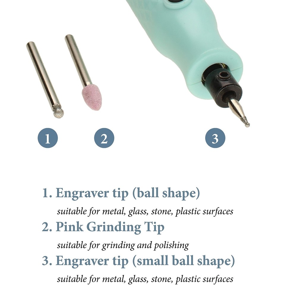 Basic Elements Engraver – 3 Tips, Allen Key and Stencils – Battery Operated –...