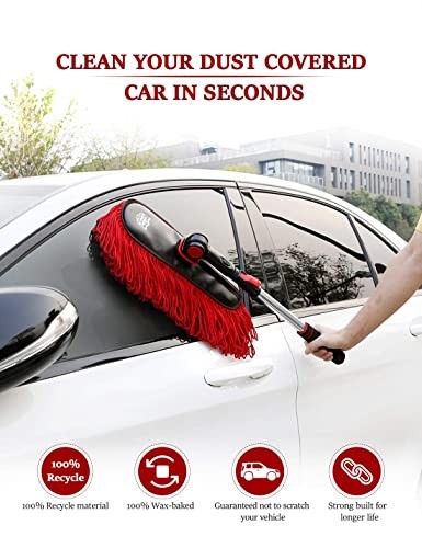 Car Duster Exterior Scratch Free,Car Dust Brush with Extendable Telescoping