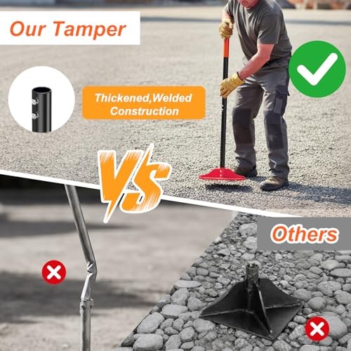8" x 8" Steel Tamper Tool, 48" Long Handle Heavy Duty Hand Compactor for Soil,