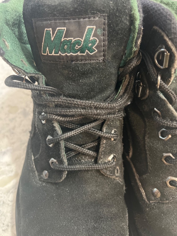size 10.5 black suede Mack work boots.
