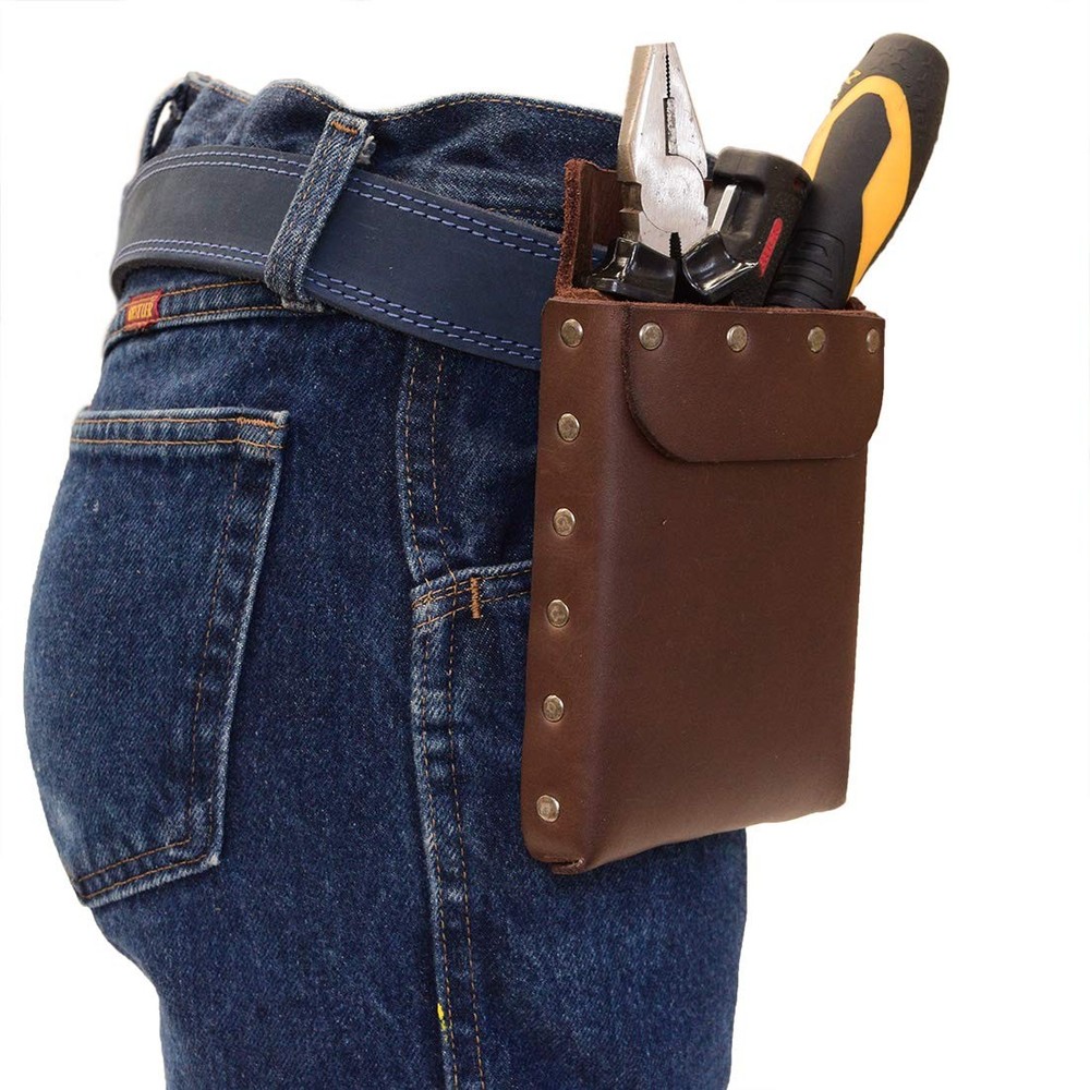 Handmade Leather Tool Pouch - Heavy Duty Case & Rustic Tool Organizer