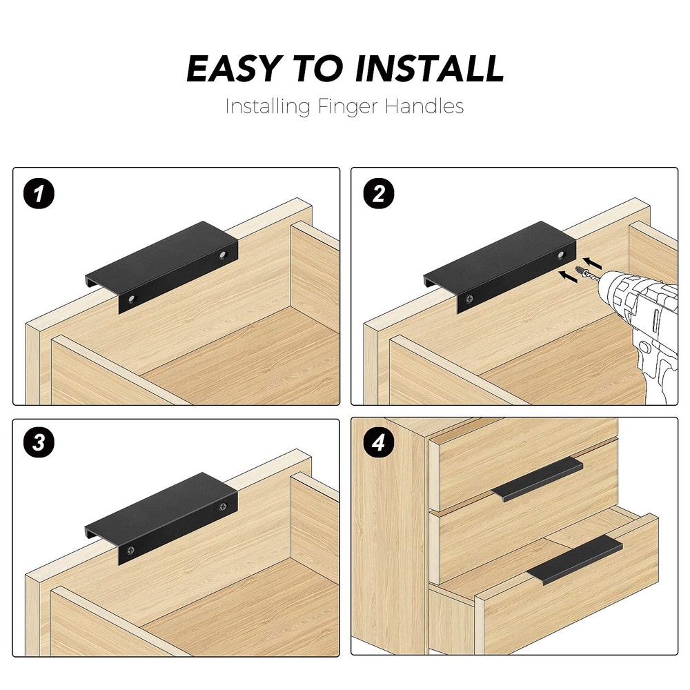 10 Pack Finger Pulls for Cabinets 300mm/11.81" Length Black Edge Pulls Matte ...