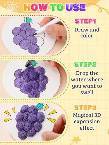 Pre-Designed Thicken Magic Puffy Paint Kit - Includes 24 Pcs 4in Foam Texture