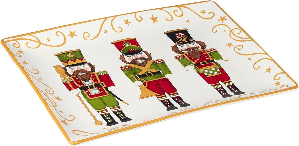 Holiday Magic Nutcracker Rectangular Serving Platter, 14" X 10", Multicolor, Lar