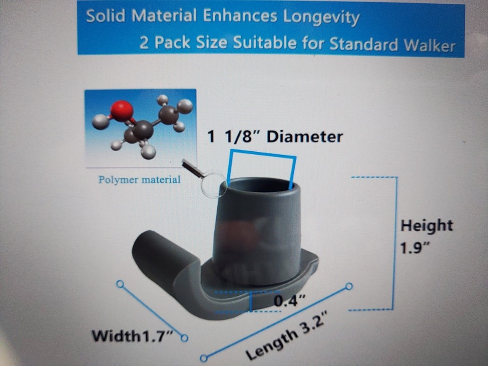 Universal Walker Ski Glides - 2 Pack Gray Replacement Feet