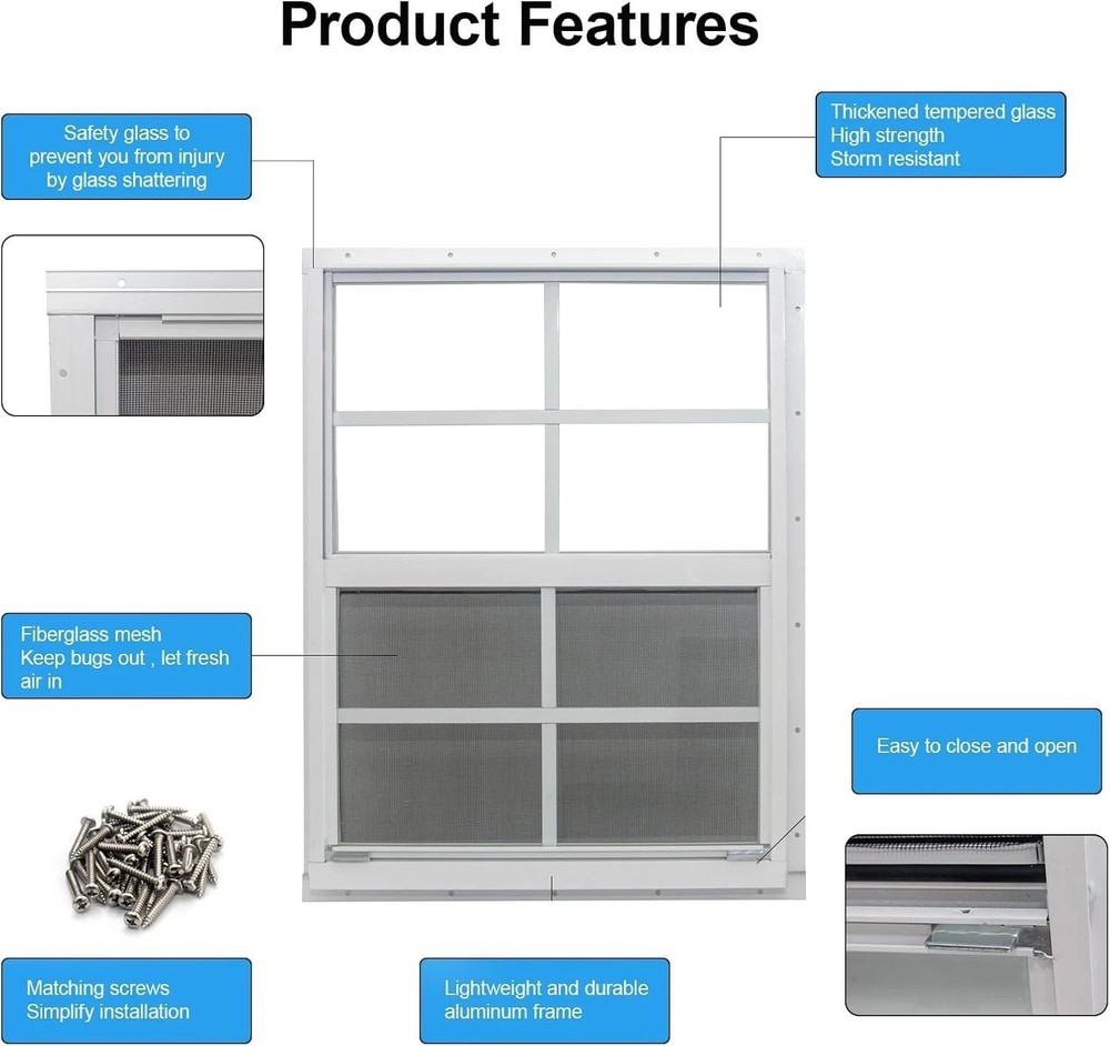 Easy Install Shed Window Kit with Tempered Glass